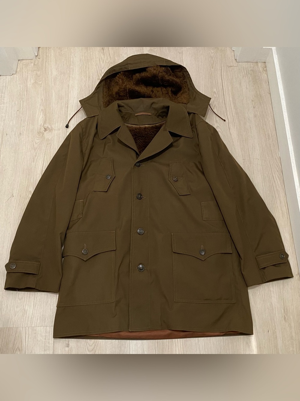 Vintage 80s Yugoslav Field Jacket Coat Makedonija Sport Lined Hooded Brown Sz 52